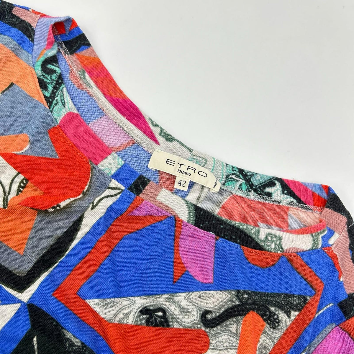 ETRO エトロ マルチカラー 総柄 ロング 半袖トップス トップス