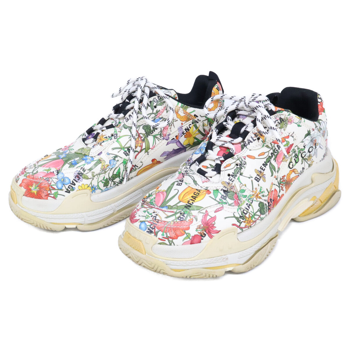 BALENCIAGA バレンシアガ ｘGUCCI グッチ 681068 Triple S トリプルS フローラルプリント スニーカー シューズ