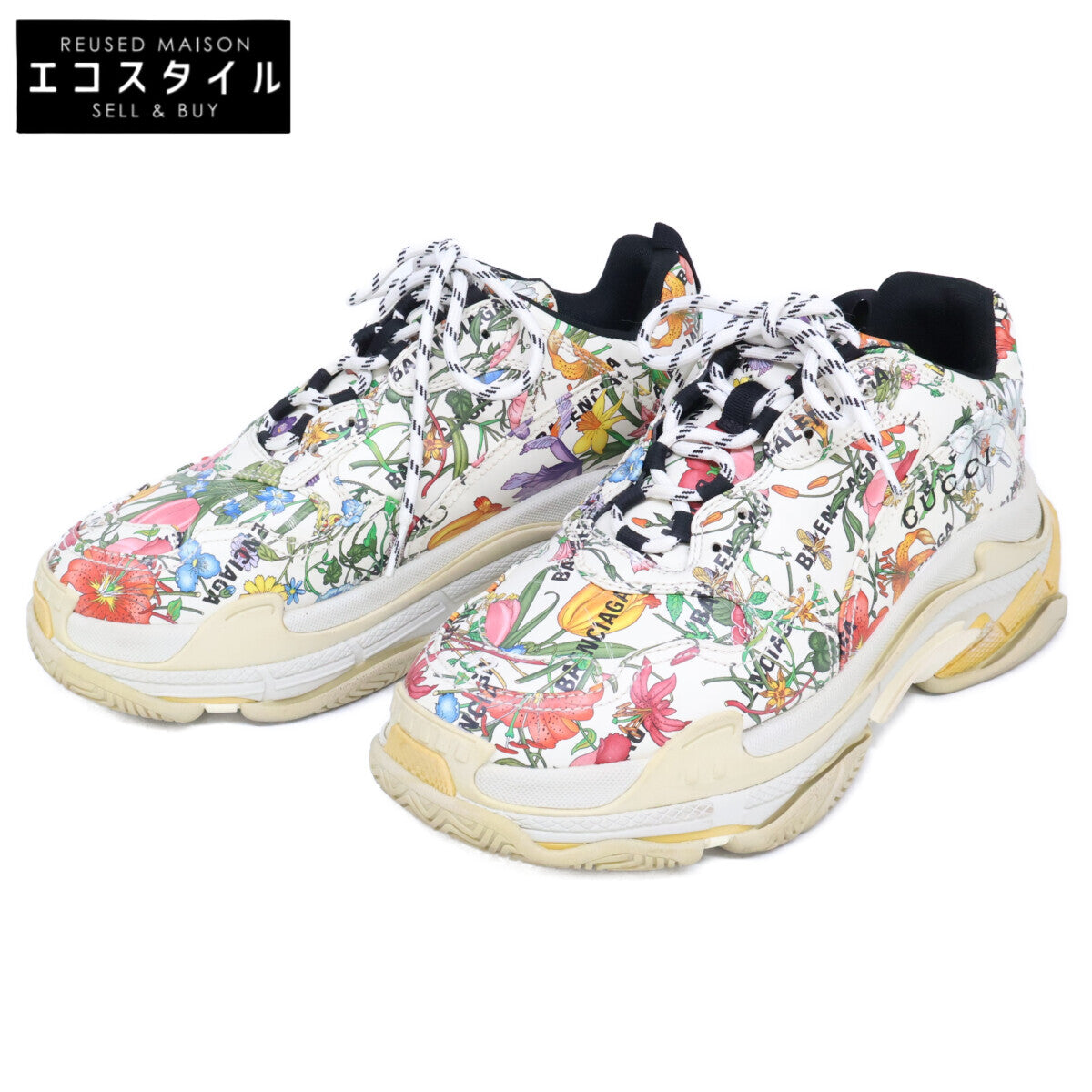 BALENCIAGA バレンシアガ ｘGUCCI グッチ 681068 Triple S トリプルS フローラルプリント スニーカー シューズ