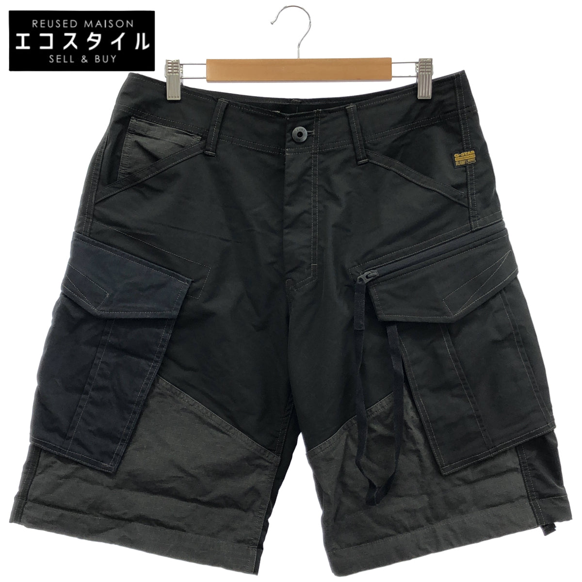 G-STAR RAW ジースターロゥ ブラック ROVIC LOOSE PM SHORT カーゴ ハーフパンツ ボトムス