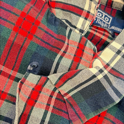 POLObyRalphLauren ポロラルフローレン 90s レッド系 オンブレチェック柄 SKI CAMP 長袖シャツ トップス