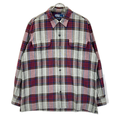 POLObyRalphLauren ポロラルフローレン 90s レッド×グレー系 オンブレチェック SKI CAMP 長袖シャツ トップス