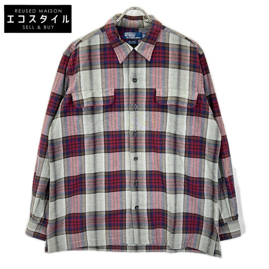 POLObyRalphLauren ポロラルフローレン 90s レッド×グレー系 オンブレチェック SKI CAMP 長袖シャツ トップス