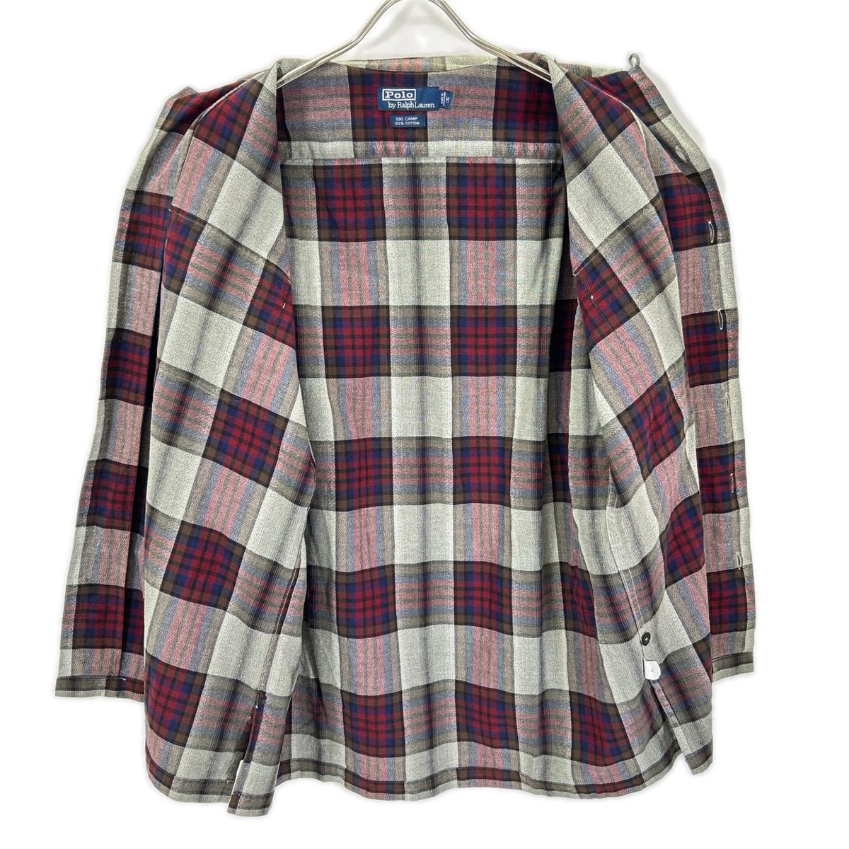 POLObyRalphLauren ポロラルフローレン 90s レッド×グレー系 オンブレチェック SKI CAMP 長袖シャツ トップス