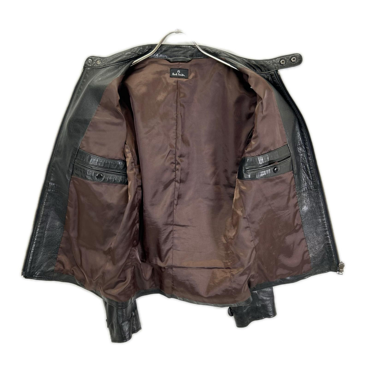 PS Paul Smith ピーエスポールスミス ブラック ラムレザー シングルジャケット ジャケット