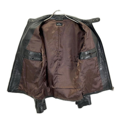 PS Paul Smith ピーエスポールスミス ブラック ラムレザー シングルジャケット ジャケット