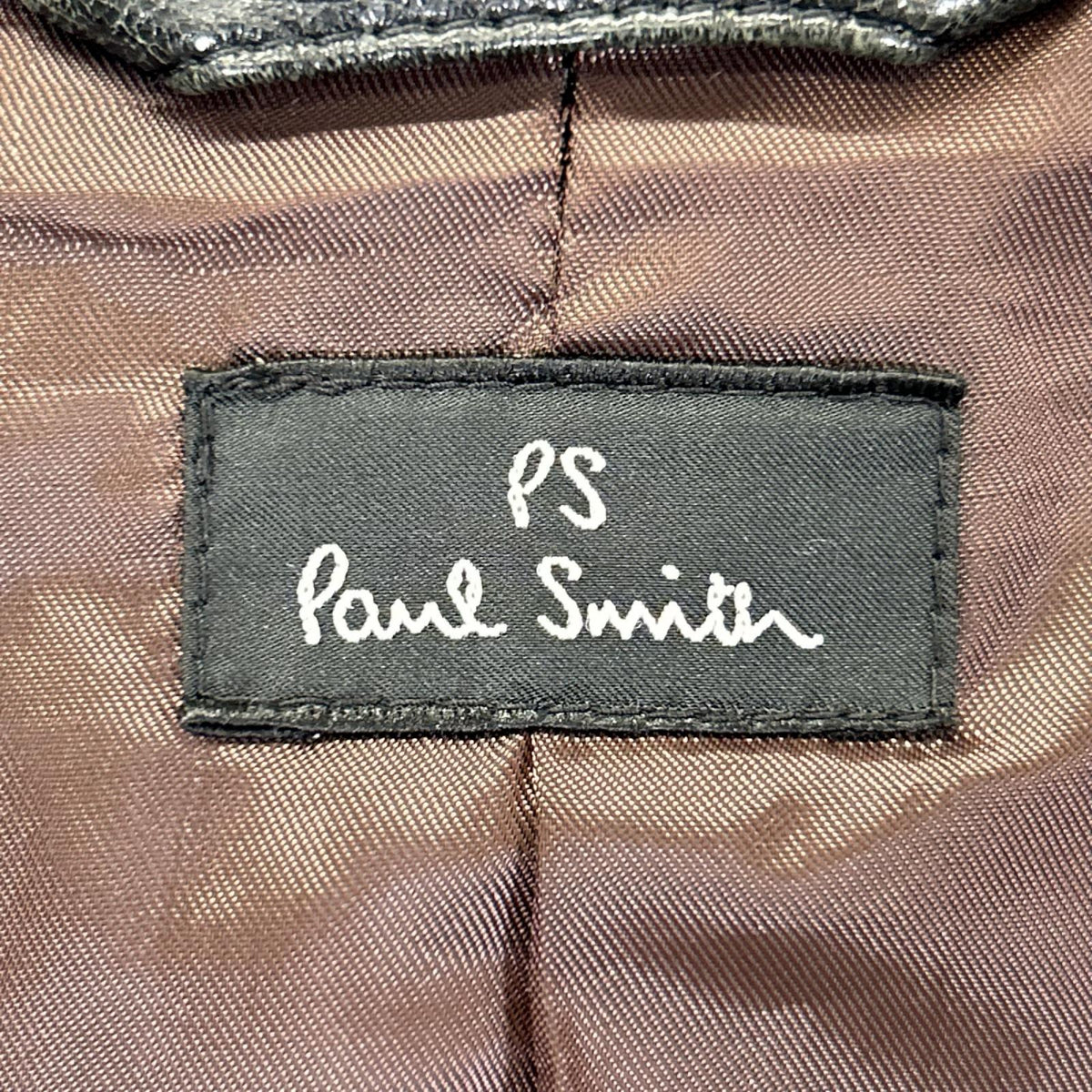 PS Paul Smith ピーエスポールスミス ブラック ラムレザー シングルジャケット ジャケット