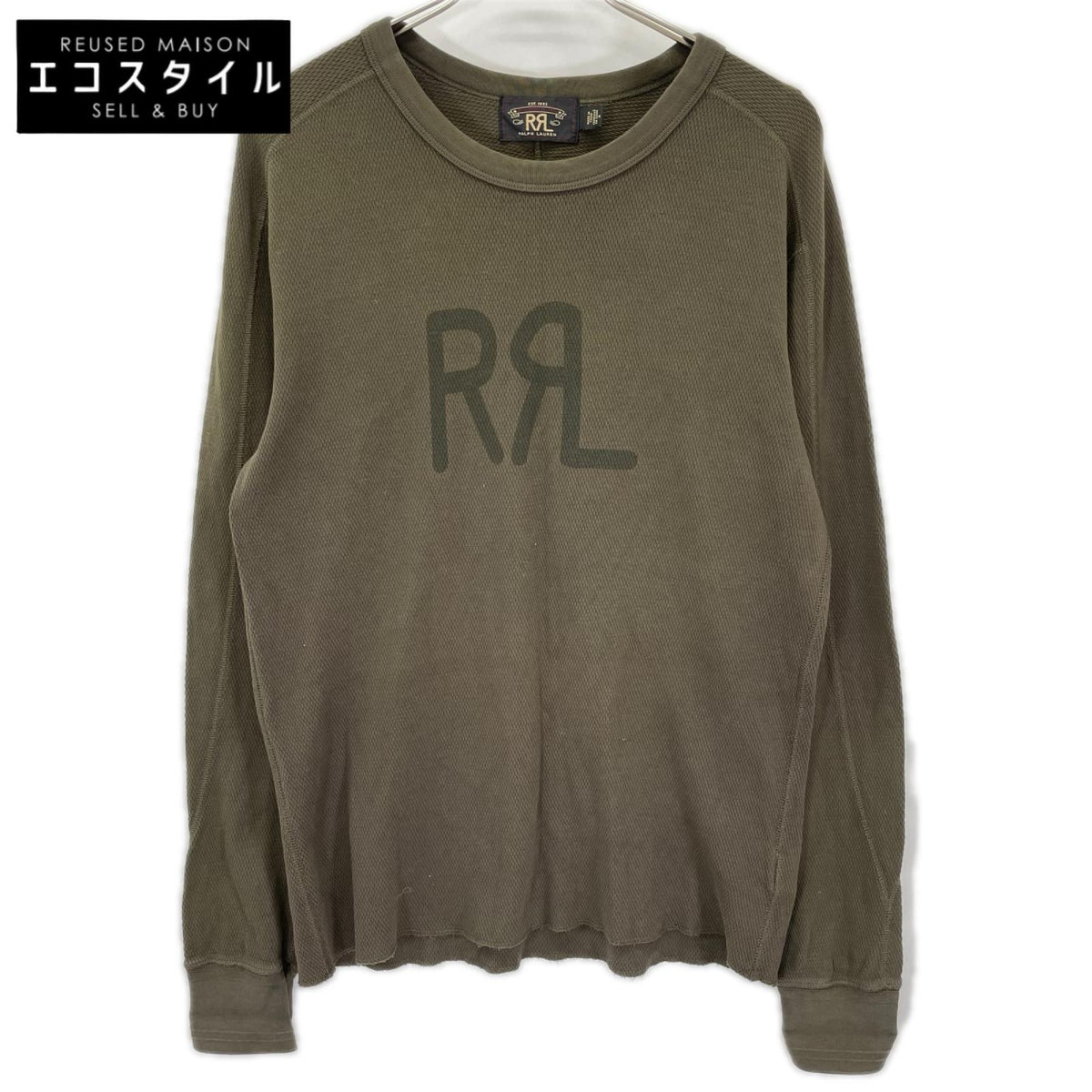 RRL ダブルアールエル グリーン ロゴ サーマルカット 長袖トップス トップス