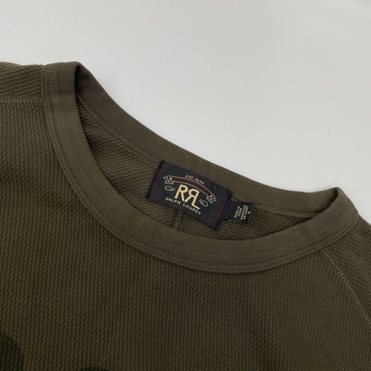 RRL ダブルアールエル グリーン ロゴ サーマルカット 長袖トップス トップス