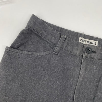 ISSEY MIYAKE イッセイミヤケ ブラック フリンジライン デニムパンツ ボトムス