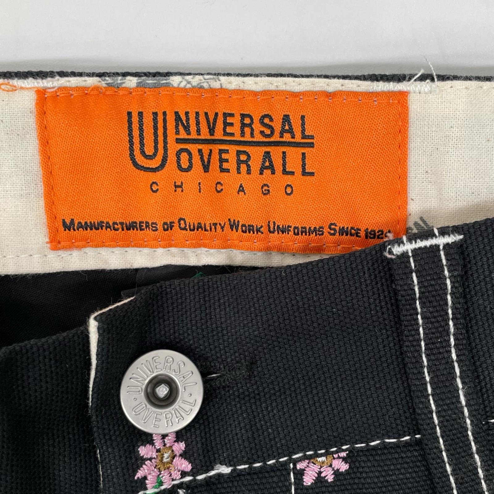 UNIVERSAL OVERALL ユニバーサルオーバーオール 【×NON TOKYO】ブラック 花柄刺繍 ワークパンツ ボトムス