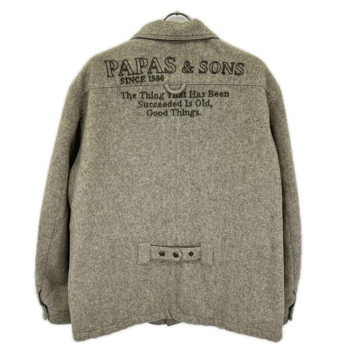 Papas パパス グレー ウール混 ワッペン付き コート コート