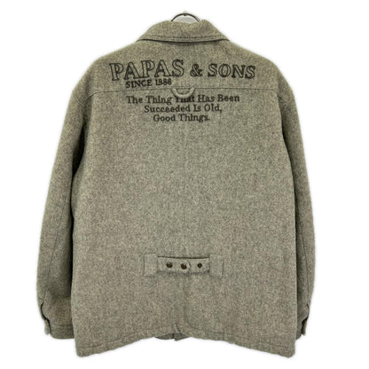 Papas パパス グレー ウール混 ワッペン付き コート コート