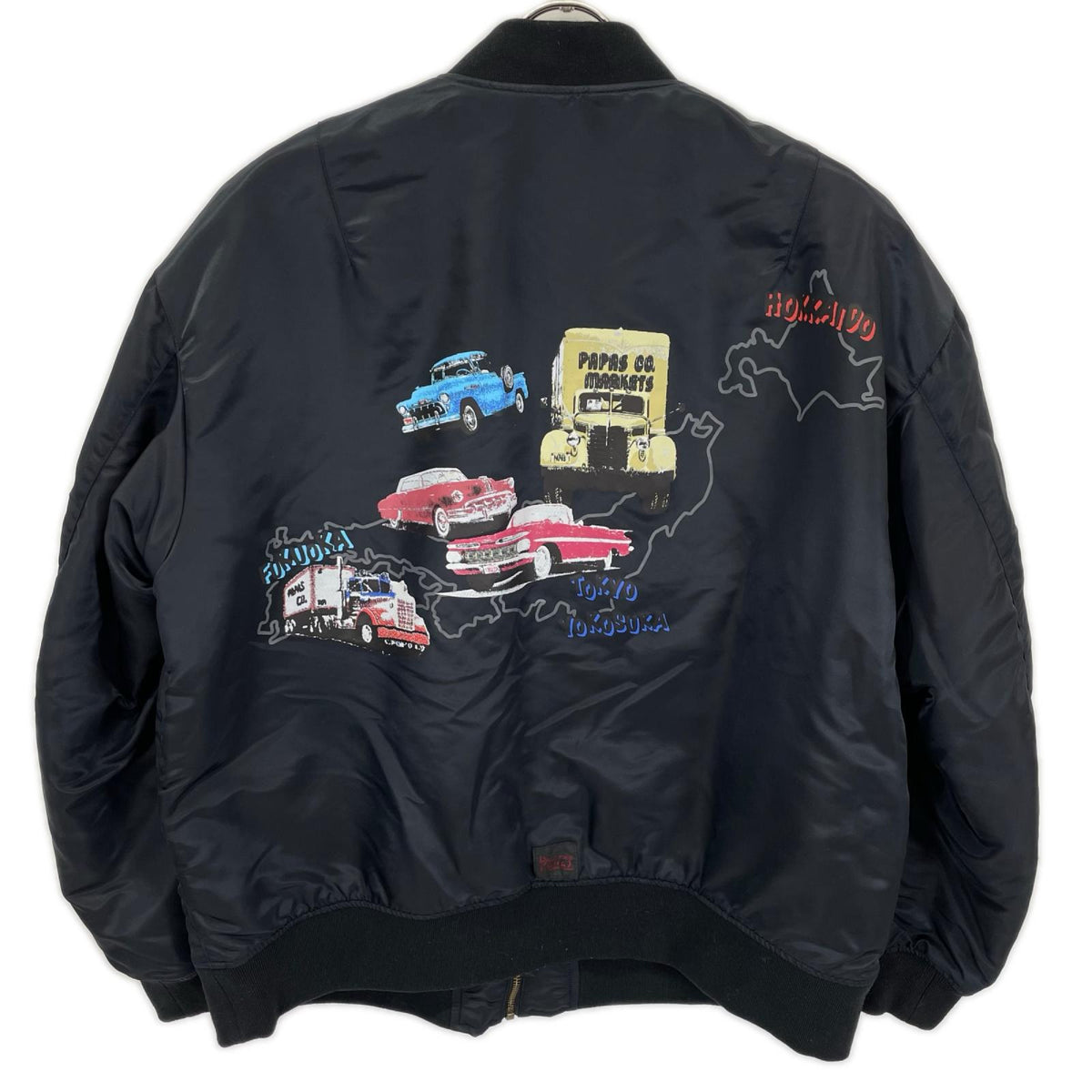 Papas パパス D0464FJM013 ネイビー アメ車バックプリント MA-1ジャケット ジャケット