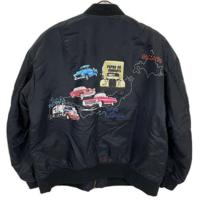 Papas パパス D0464FJM013 ネイビー アメ車バックプリント MA-1ジャケット ジャケット