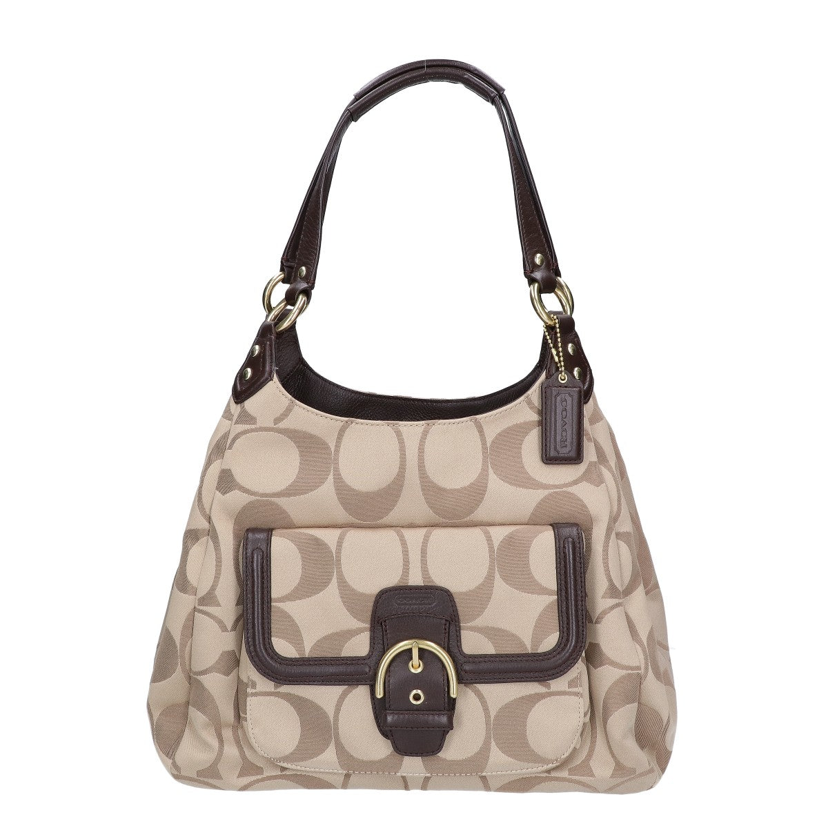 COACH コーチ F24742 キャンバス×レザー シグネチャー ホーボー ハンドバッグ