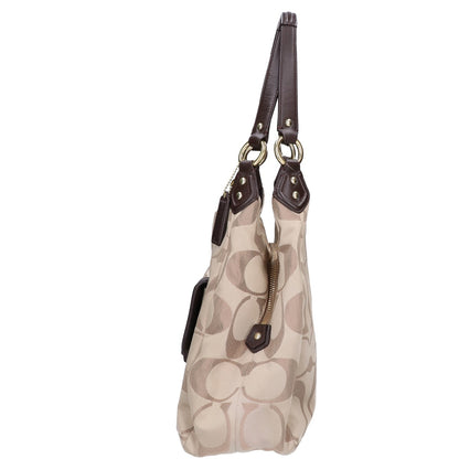 COACH コーチ F24742 キャンバス×レザー シグネチャー ホーボー ハンドバッグ