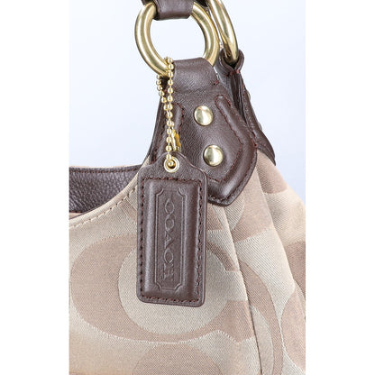 COACH コーチ F24742 キャンバス×レザー シグネチャー ホーボー ハンドバッグ