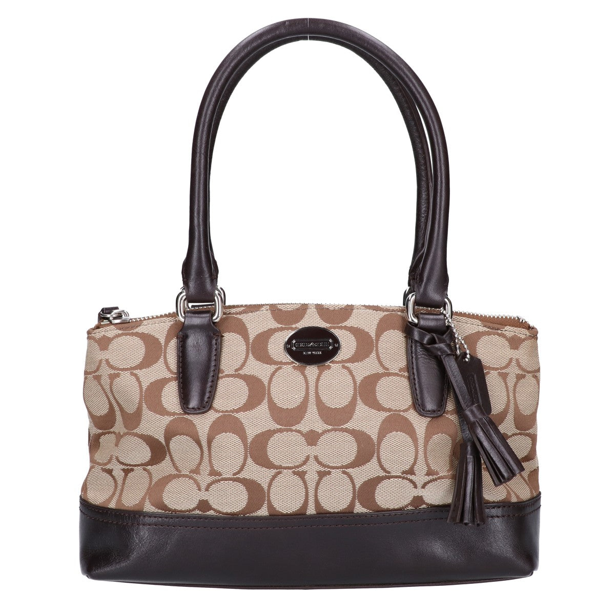 COACH コーチ 美品 キャンバス×レザー シグネチャー ハンドバッグ