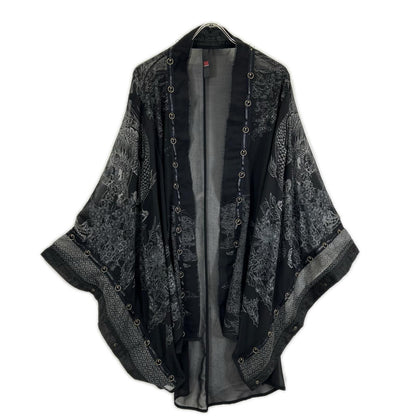 Ozz On オッズオン ブラック シアー シフォン 和柄 羽織 トップス