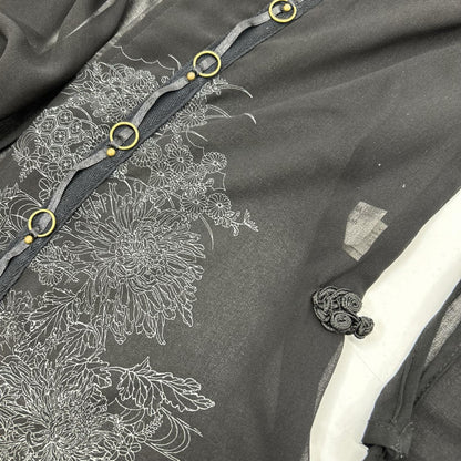 Ozz On オッズオン ブラック シアー シフォン 和柄 羽織 トップス