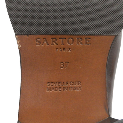 SARTORE サルトル クロスストラップ ジップ ロングブーツ レディース ブラウン 37 シューズ