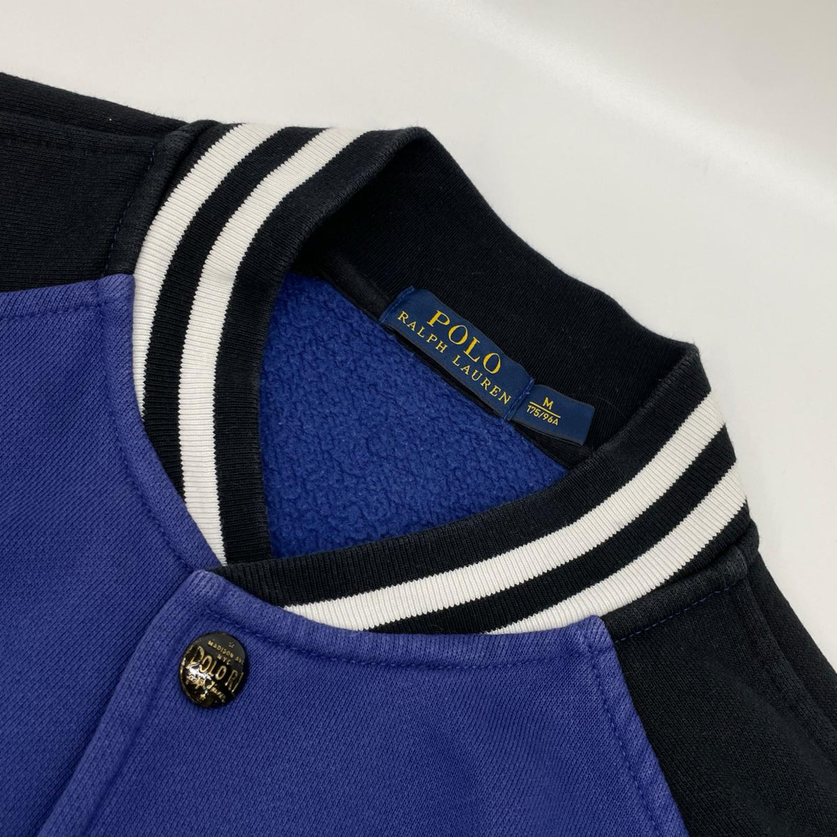 POLObyRalphLauren ポロラルフローレン ブルー×ブラック ロゴ刺繍 スタジャン ジャケット