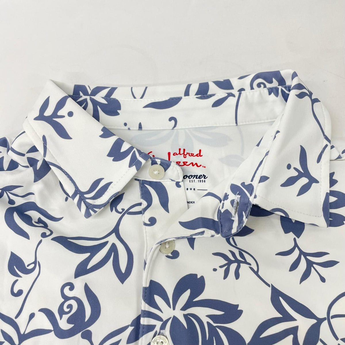 Reyn spooner レインスプーナー ホワイト×ブルー ナイロン ボタニカル柄 半袖シャツ トップス