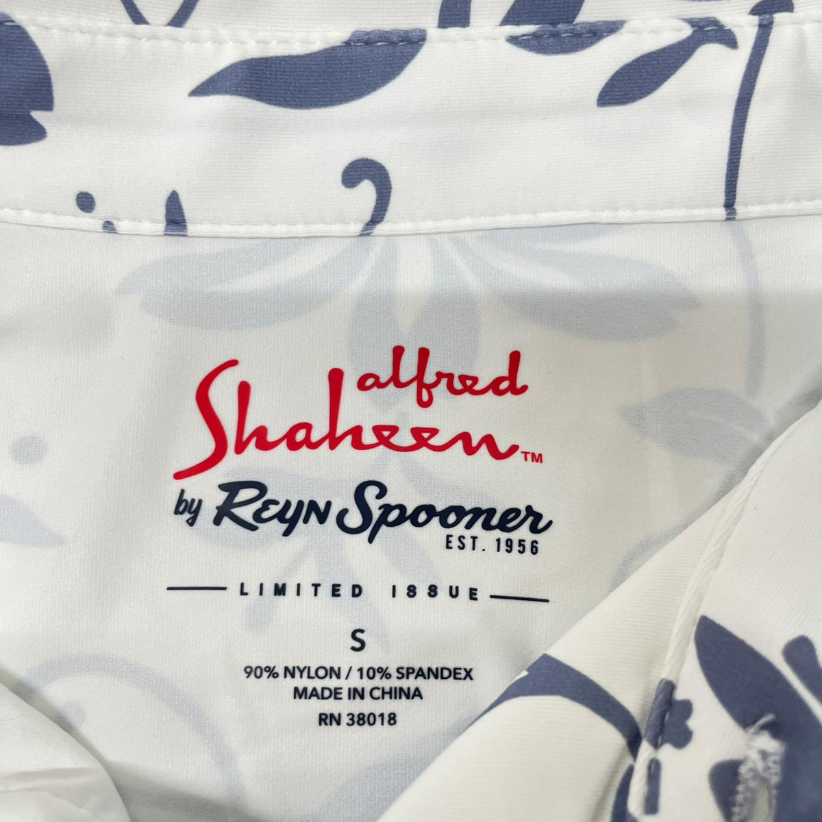 Reyn spooner レインスプーナー ホワイト×ブルー ナイロン ボタニカル柄 半袖シャツ トップス