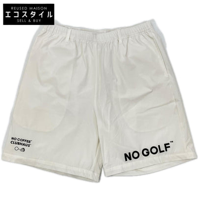 NO COFFEE ノーコーヒー ホワイト NO GOLFプリント ハーフパンツ ボトムス