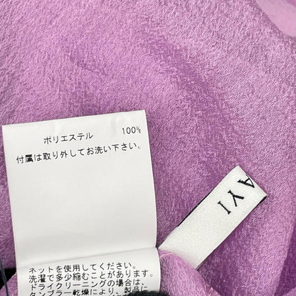 ANAYI アナイ パープル スパンオーガンジー ボウタイ半袖ブラウス トップス