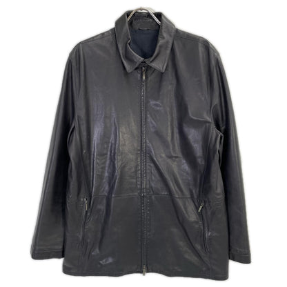 Z Zegna ジーゼニア ブラック レザー シングルライダースジャケット ジャケット