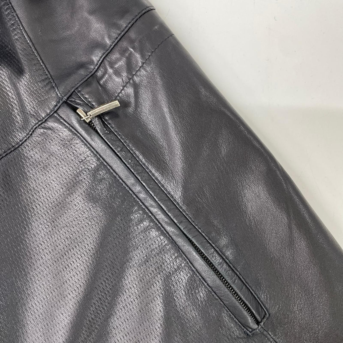 Z Zegna ジーゼニア ブラック レザー シングルライダースジャケット ジャケット