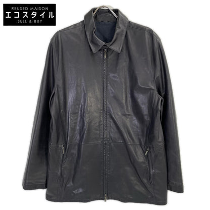 Z Zegna ジーゼニア ブラック レザー シングルライダースジャケット ジャケット