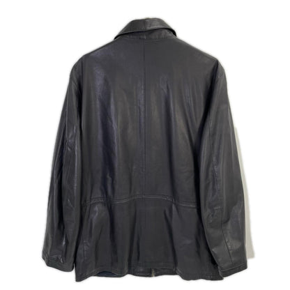 Z Zegna ジーゼニア ブラック レザー シングルライダースジャケット ジャケット
