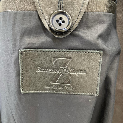 Z Zegna ジーゼニア ブラック レザー シングルライダースジャケット ジャケット