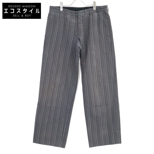 HERMES エルメス グレー ストライプ リネン パンツ ボトムス
