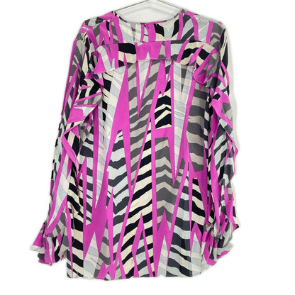 EMILIO PUCCI エミリオプッチ ピンクパープル×グレー 総柄 フリルトップス トップス