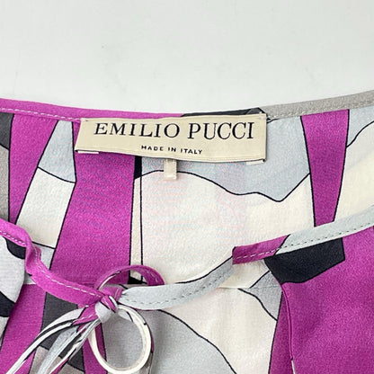 EMILIO PUCCI エミリオプッチ ピンクパープル×グレー 総柄 フリルトップス トップス