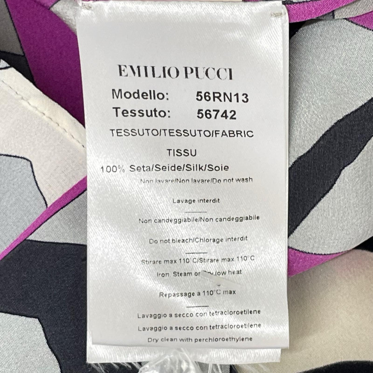 EMILIO PUCCI エミリオプッチ ピンクパープル×グレー 総柄 フリルトップス トップス