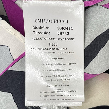 EMILIO PUCCI エミリオプッチ ピンクパープル×グレー 総柄 フリルトップス トップス