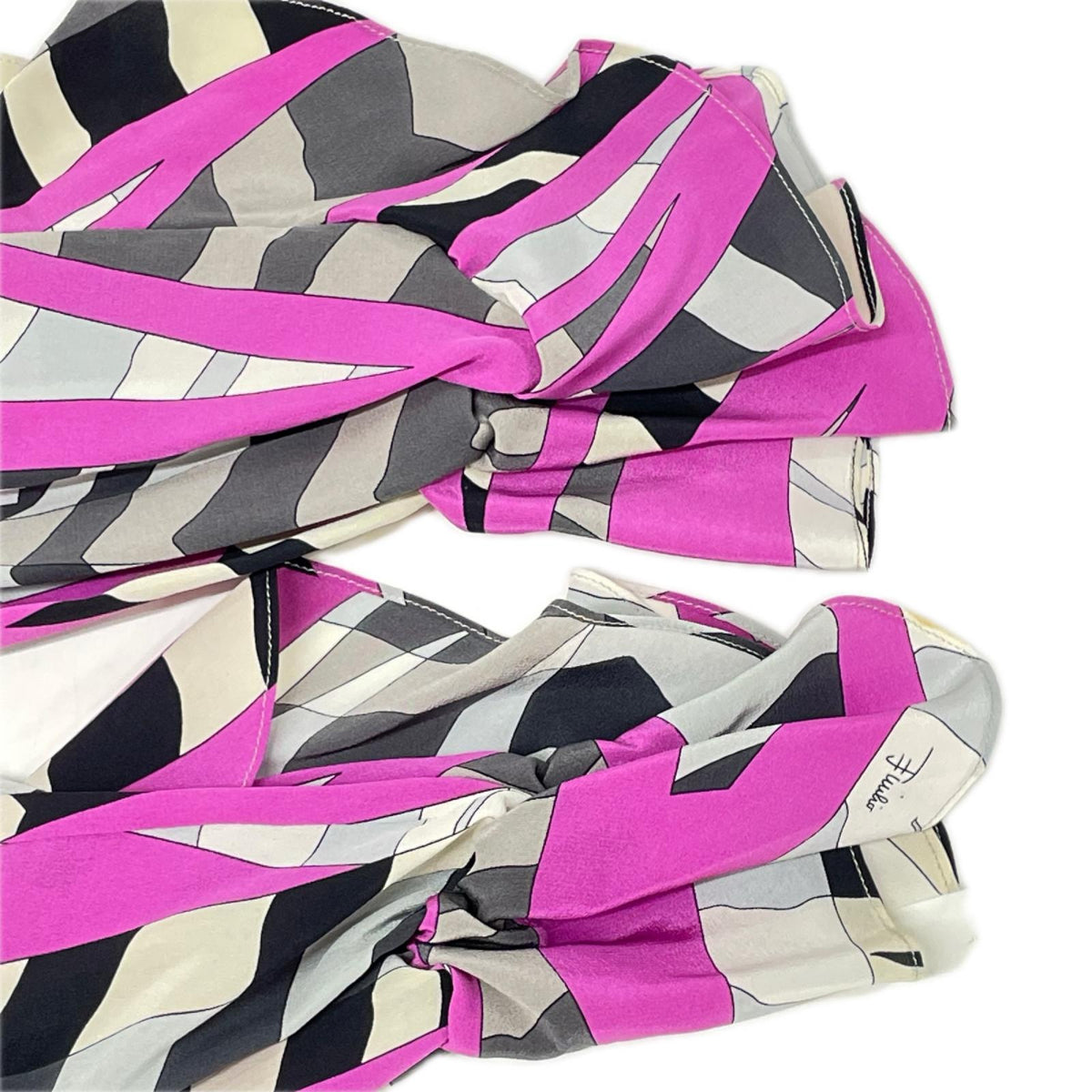 EMILIO PUCCI エミリオプッチ ピンクパープル×グレー 総柄 フリルトップス トップス