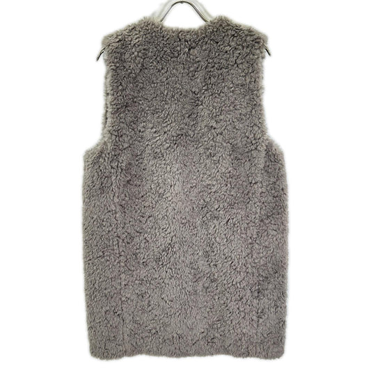BALLSEY 2024 Gray Random-Fur V-Neck Long Gilet Jacket