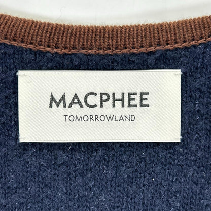 MACPHEE マカフィー 25年製 ネイビー×ブラウン ムートン ロングジレ ベスト