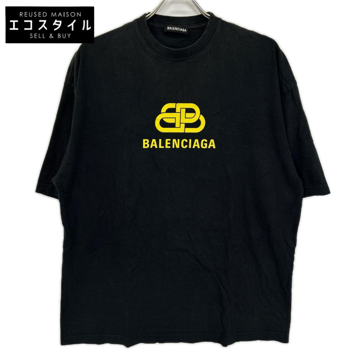 BALENCIAGA バレンシアガ 578139 ブラック BBロゴ プリントtシャツ トップス