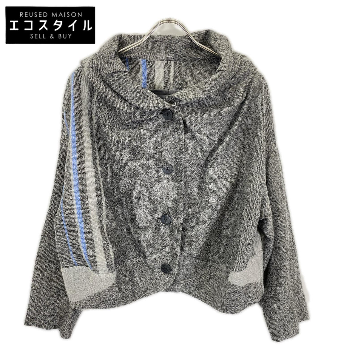 Jiu Senso Unico 慈雨 10222217 グレー×ブルー ウール ジャケット ジャケット