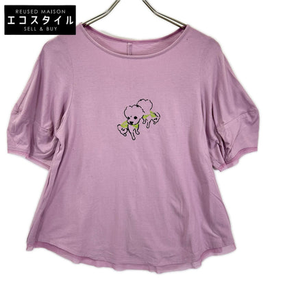 SENSO-UNICO センソユニコ 14118341 ピンク コットン ドッグプリント レース Tシャツ トップス