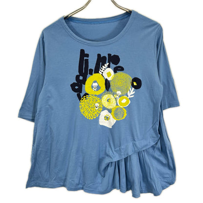 cube-cube キューブキューブ/センソユニコ 14118056 ブルー コットン フラワープリント Tシャツ トップス