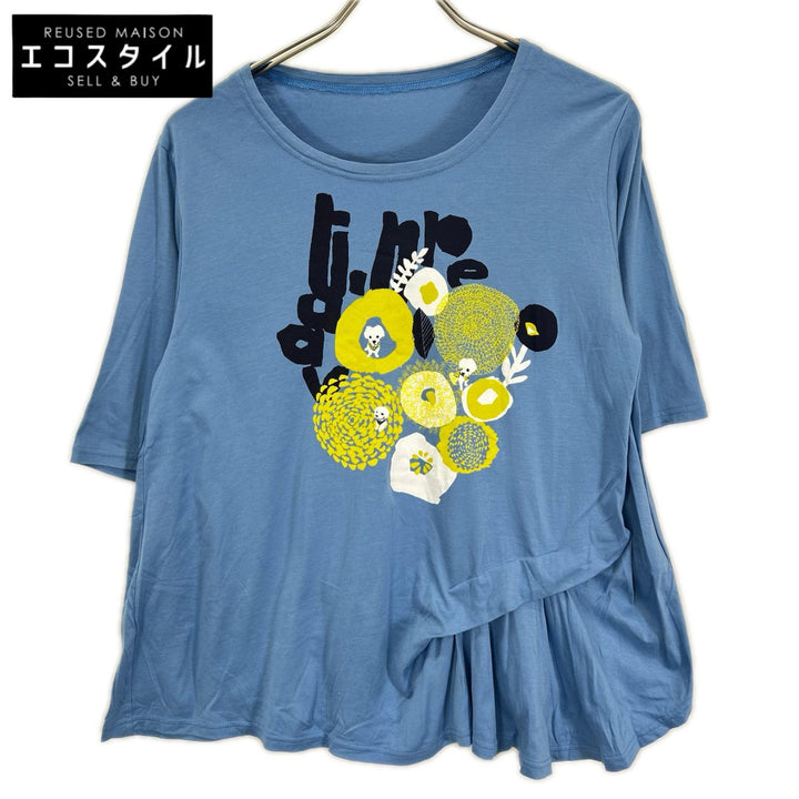 cube-cube キューブキューブ/センソユニコ 14118056 ブルー コットン フラワープリント Tシャツ トップス