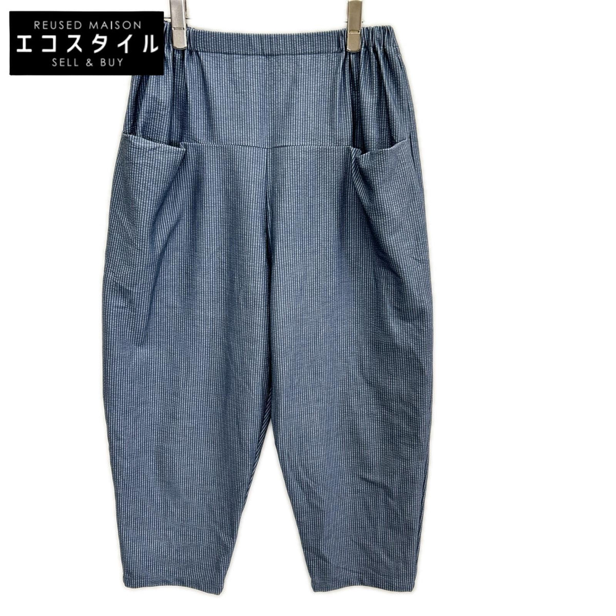 Fume Senso Unico 芽風 ブルー ストライプ ニットデニム パンツ ボトムス